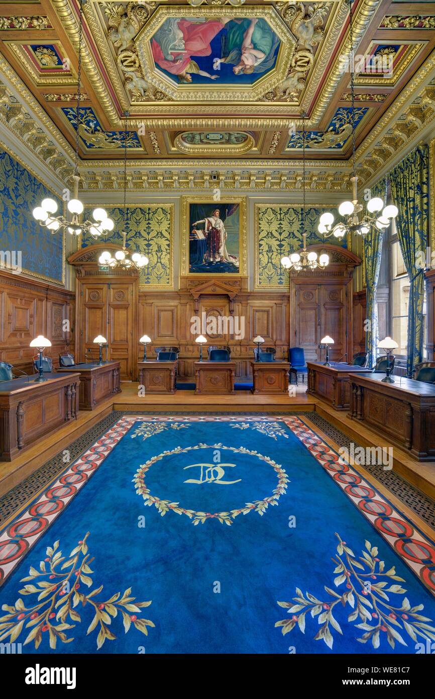 France, Paris, Ile de la Cité, Palace of Justice, Court of Cassation, Commercial Room Stock Photo