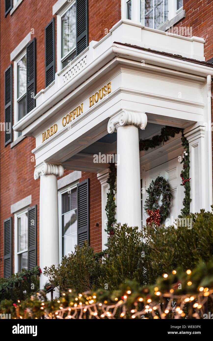 United States, New England, Massachusetts, Nantucket Island, Nantucket, Jared Coffin House, former whaling mansion and now a hotel Stock Photo