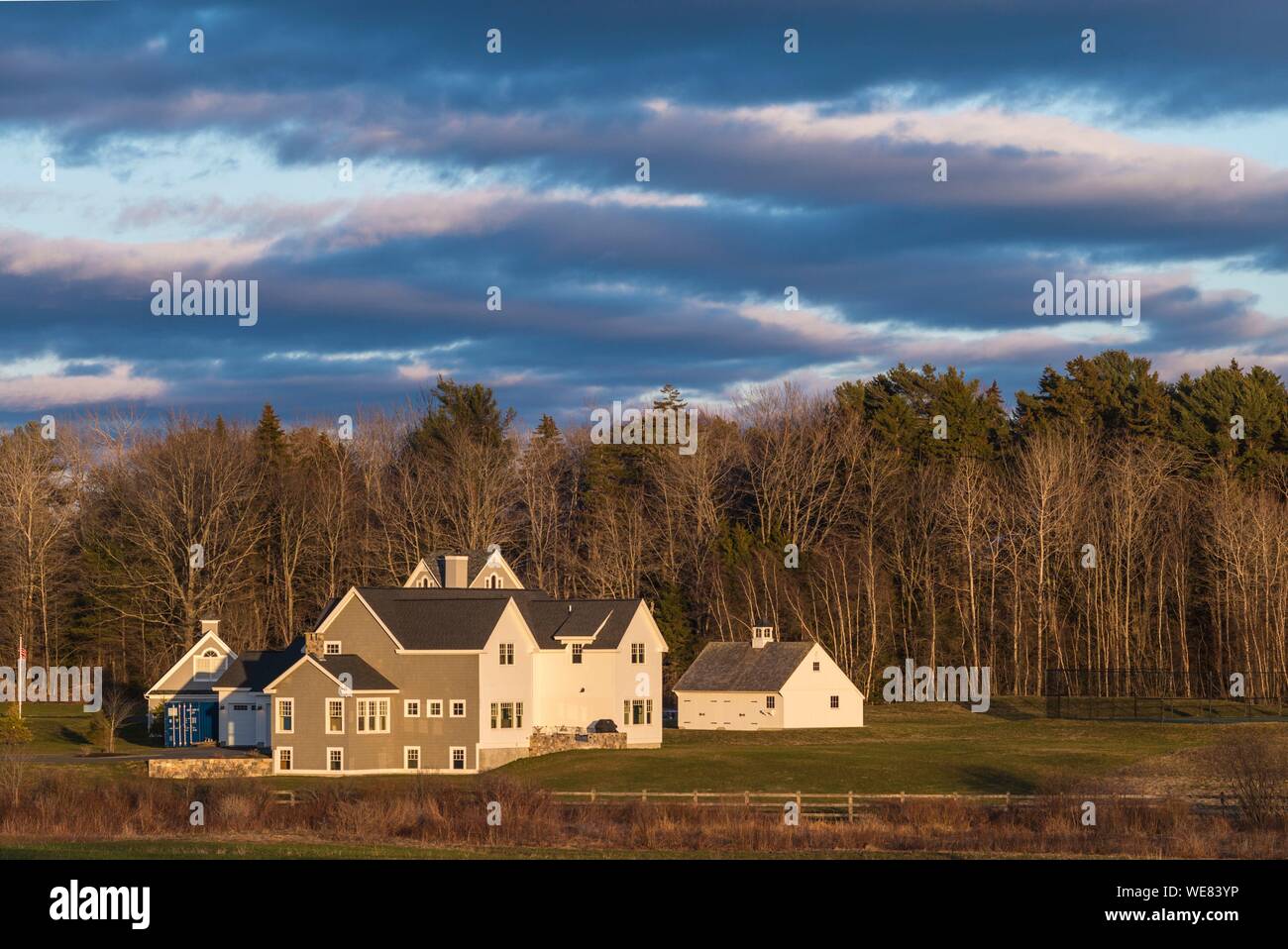United States, Maine, Cape Elizabeth, small farm, springtime Stock Photo