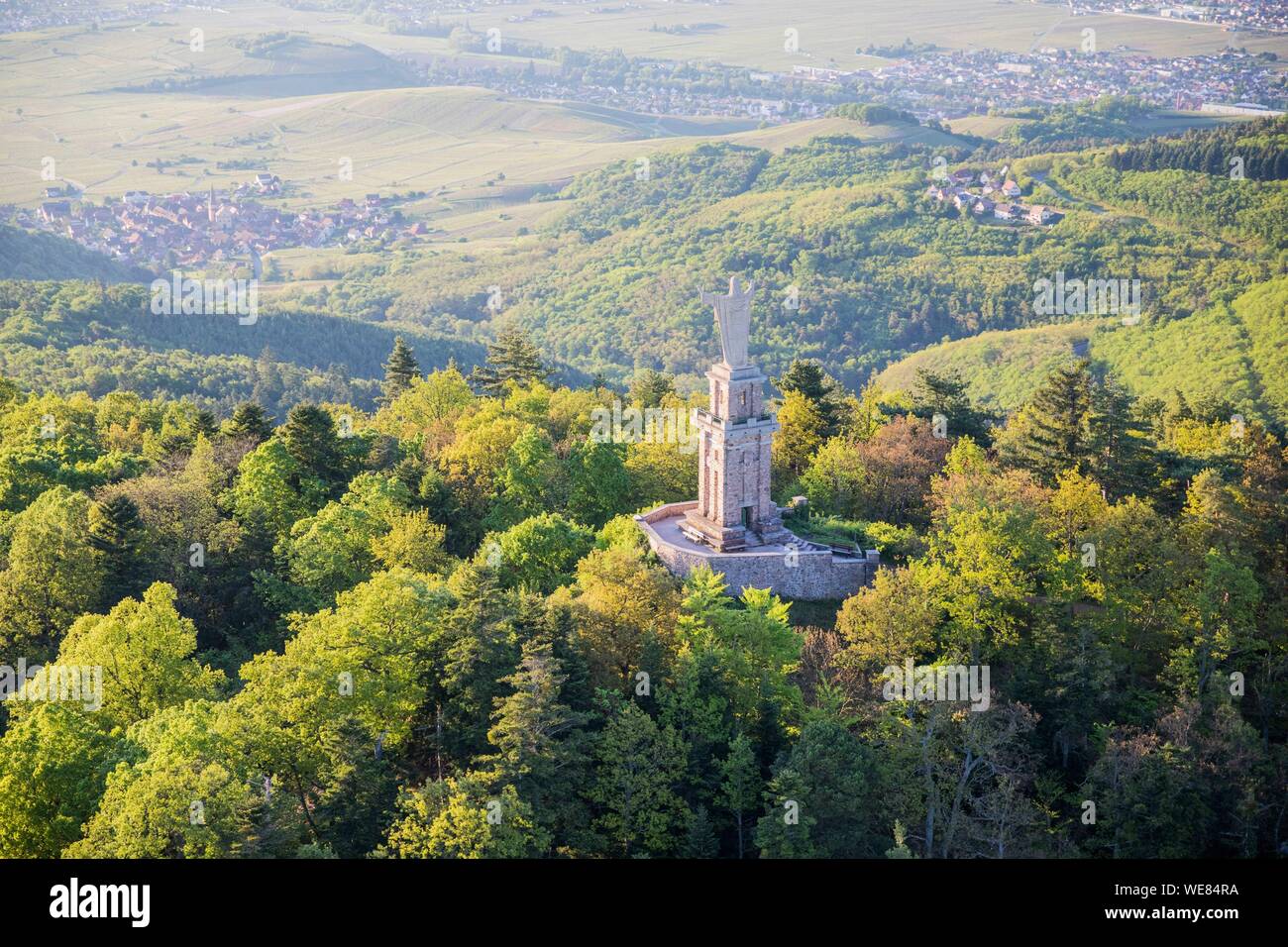 France Haut Rhin The Trois Epis The Christ Of Galtz Aerial View Stock Photo Alamy
