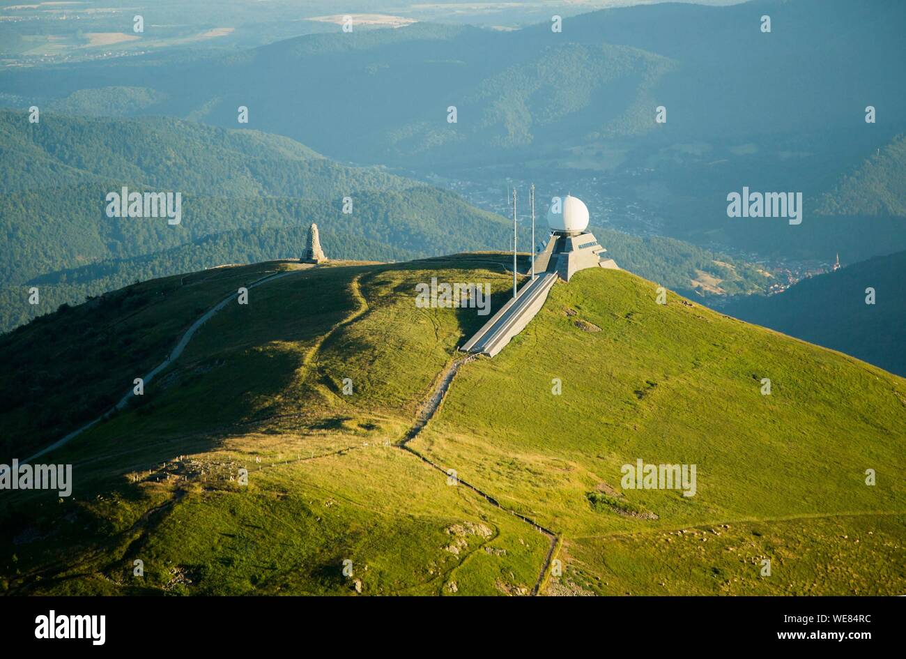France, Haut Rhin, the Vosges Mountains, the Grand Ballon, the summit, the  radar of civil aviation, the monument of the Blue Devils (aerial view Stock  Photo - Alamy