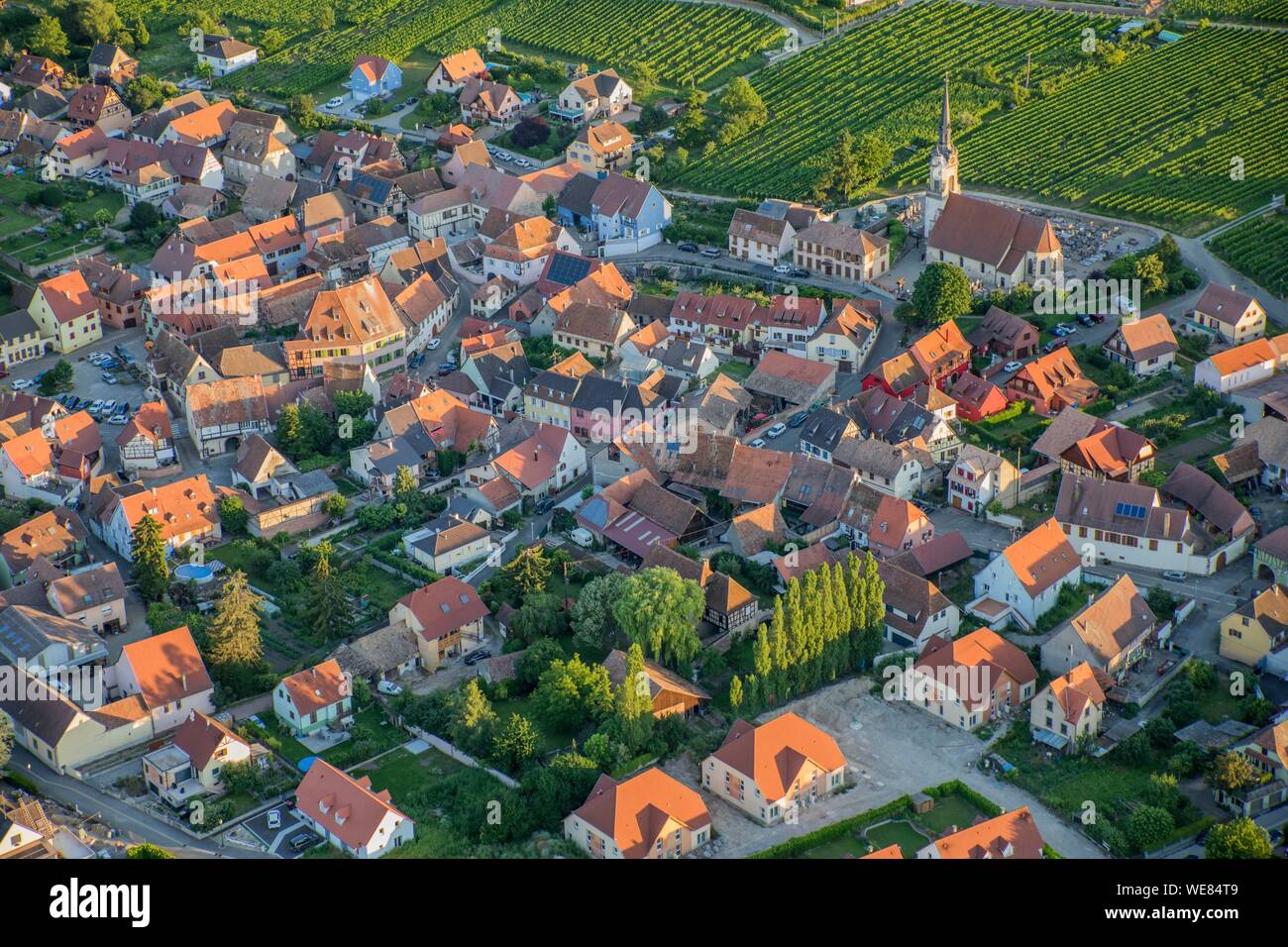 Haut Rin France, Haut Rhin, Alsace wine road, Hattstatt (aerial view Stock Photo ...