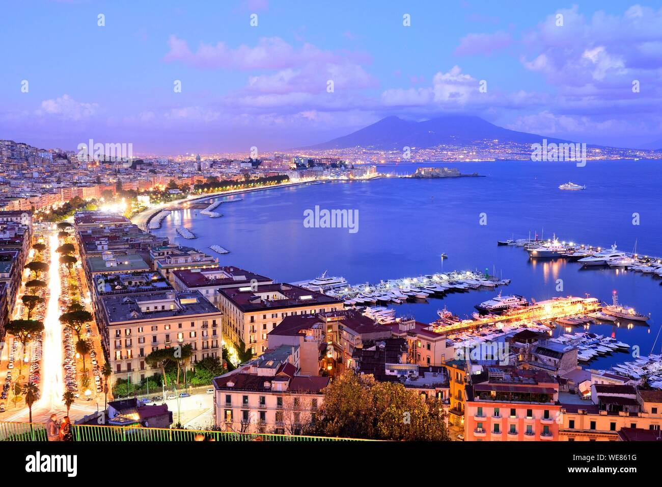 Italy Campania Naples Historic Centre Listed As World Heritage By Unesco Margellina Harbour And Vesuvio Stock Photo Alamy