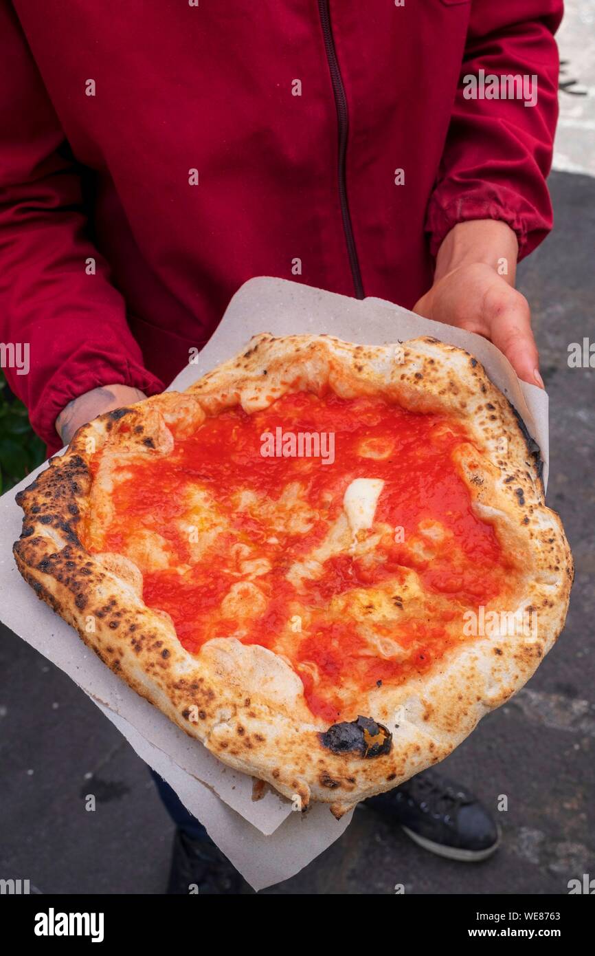 Small Authentic Neapolitan Street Pizza Italian Stock Photo