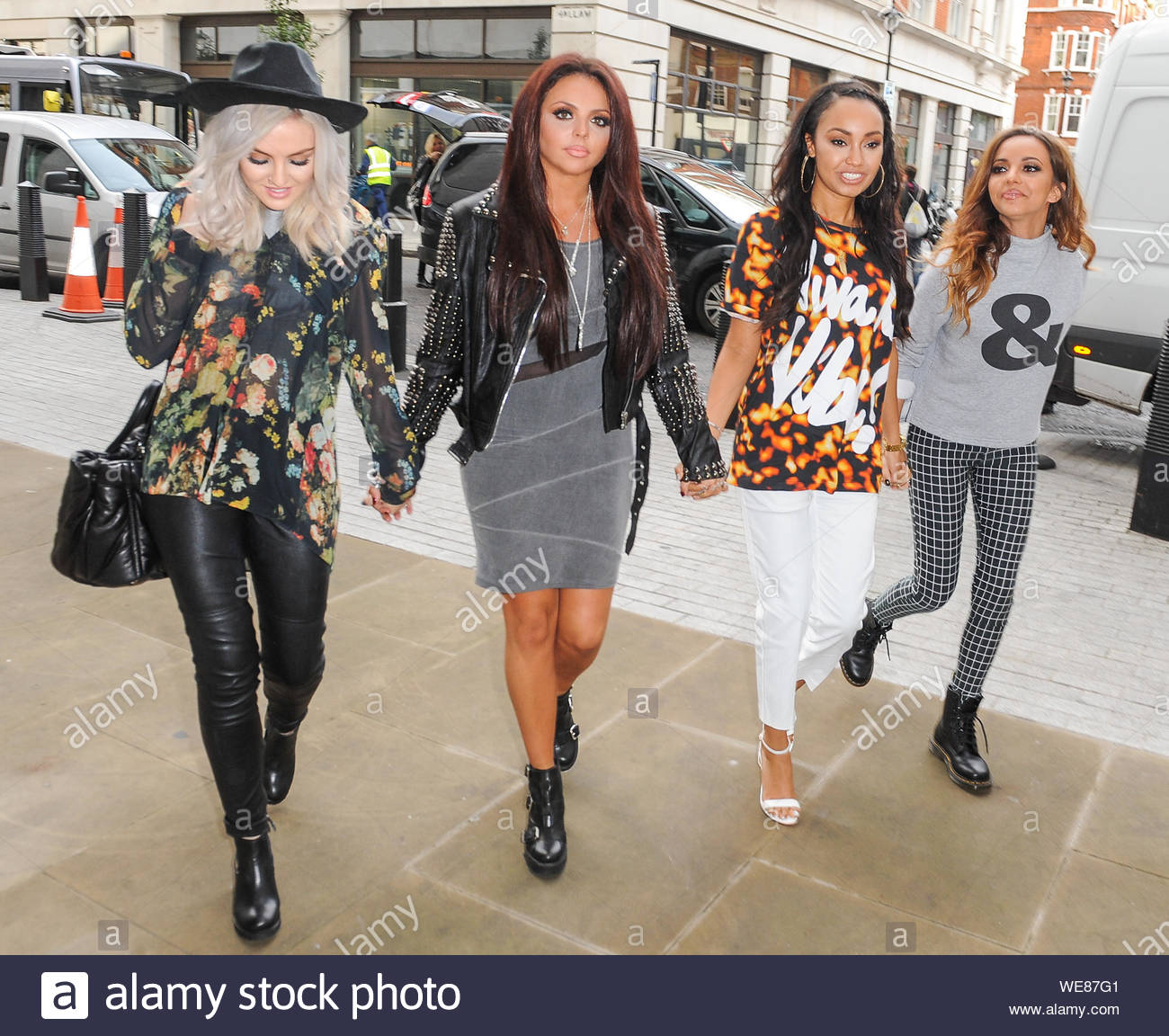 London Uk Perrie Edwards Jesy Nelson Leigh Anne Pinnock And Jade Thirlwall From The British Pop Group Little Mix Are All Smiles As They Arrive At The Bbc Radio 1 Studio In