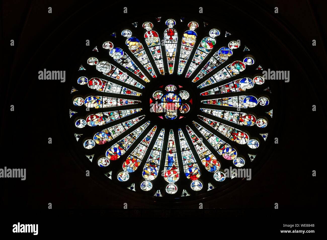 France, Maine et Loire, Angers, Saint Maurice cathedral, south rose window Stock Photo