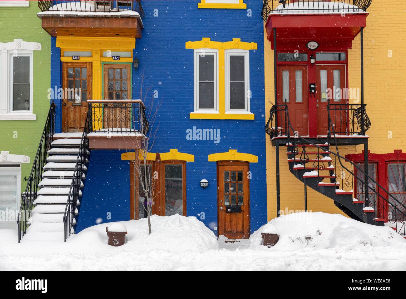 Canada, Quebec province, Montreal, Plateau-Mont-Royal neighborhood after a snowstorm Stock Photo