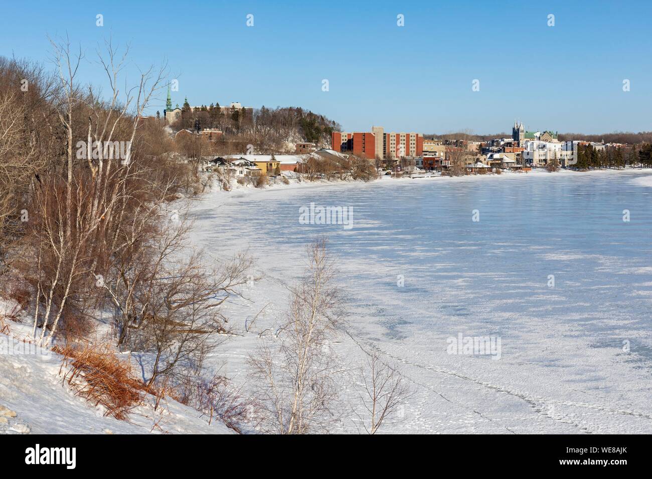 Canada, Quebec province, Mauricie region, Shawinigan and surrounding area, general view of the city on the banks of the frozen St. Maurice River Stock Photo