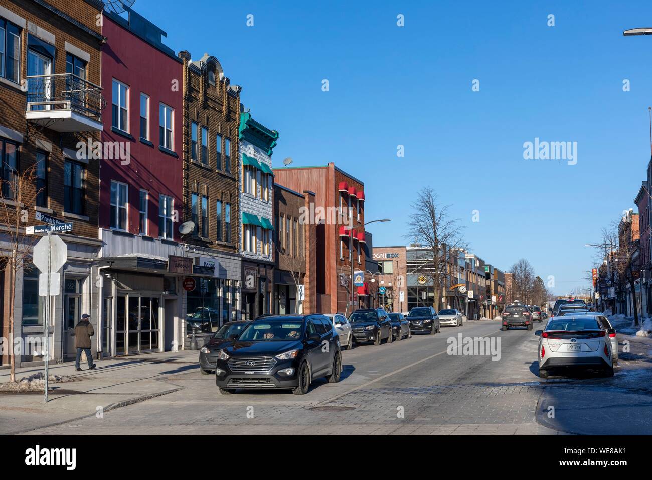 Canada, Quebec province, Mauricie region, Shawinigan and surrounding area, 5th Street de la Pointe and its shops Stock Photo