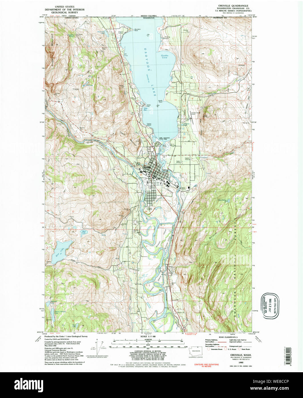 USGS Topo Map Washington State WA Oroville 243000 1982 24000