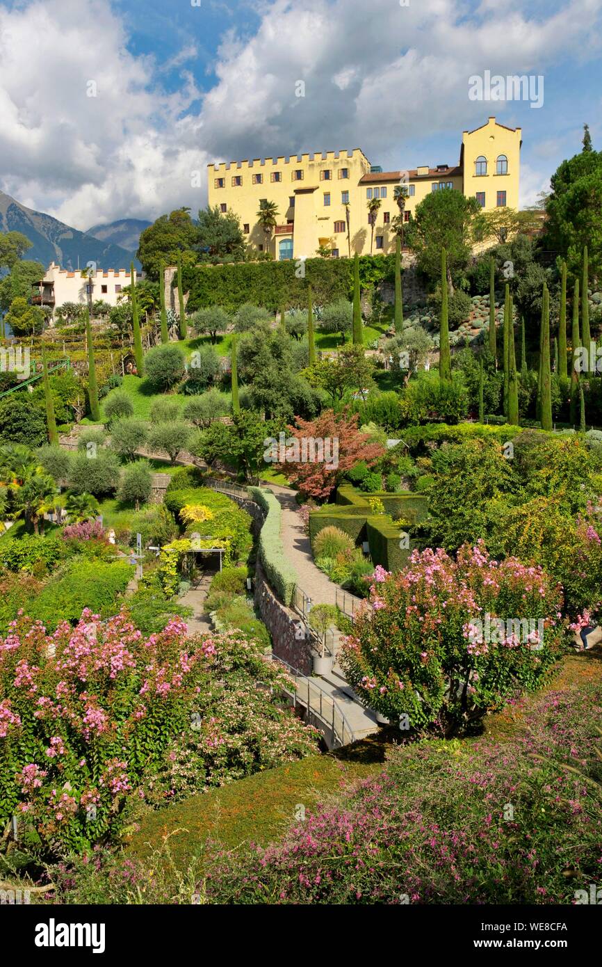 Italy, autonomous province of Bolzano, Merano, Trauttmansdorff Castle Botanic Gardens Stock Photo