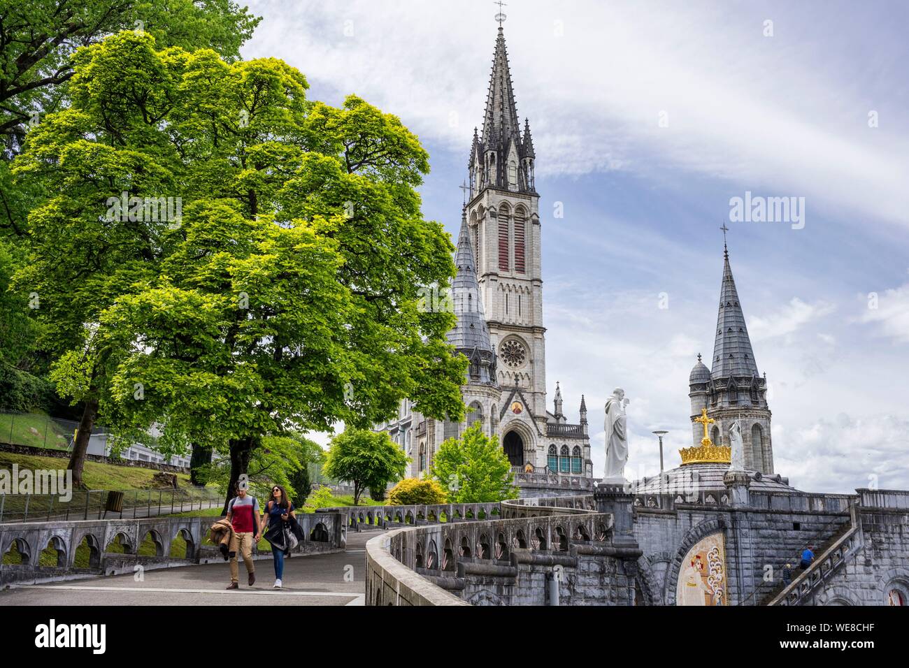 France, Hautes Pyrenees, Lourdes, Sanctuary of Our Lady of Lourdes, Basilica of the Immaculate Conception Stock Photo
