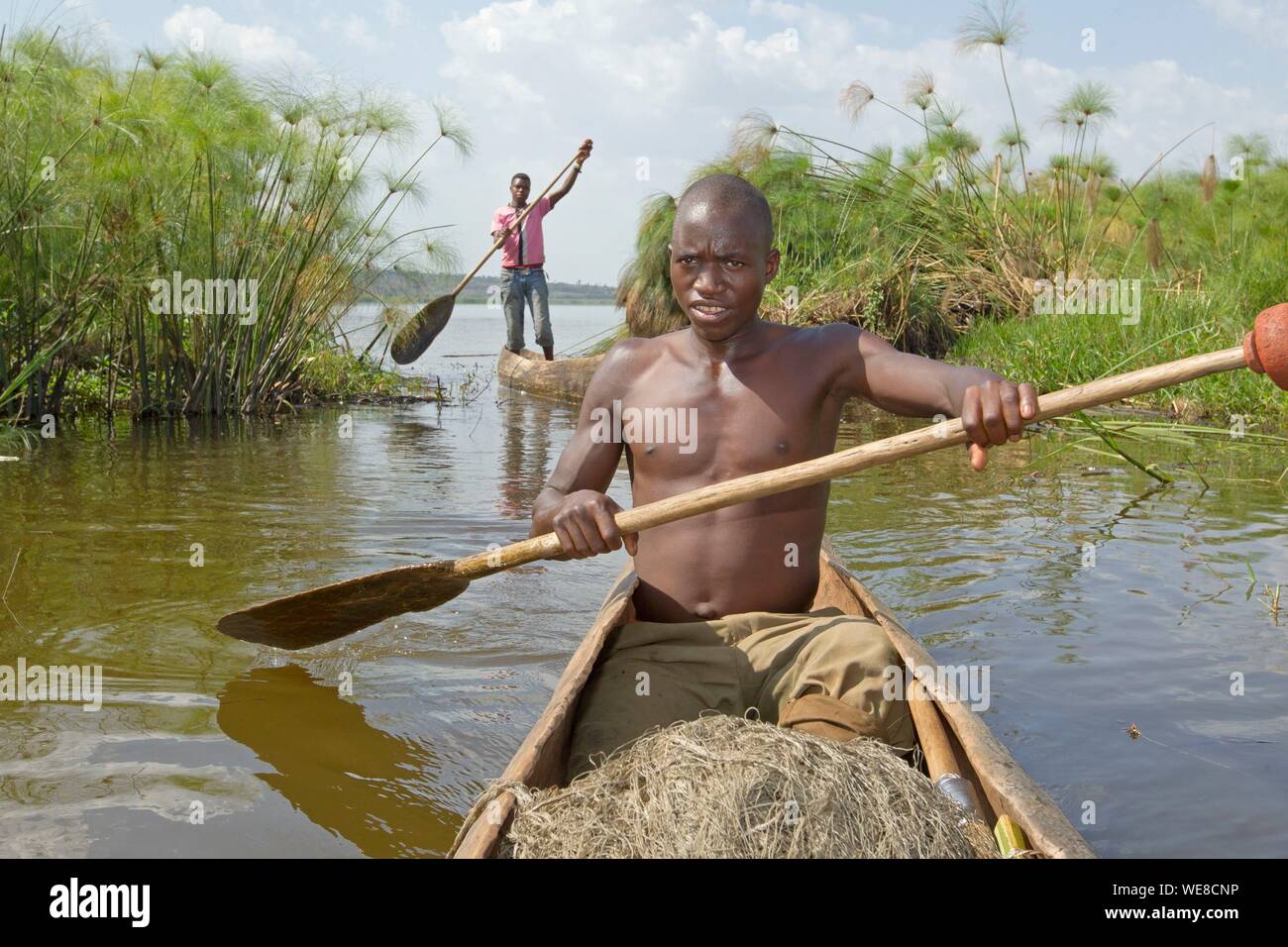 Burundi, Bugesera, northern lakes, pirogue Stock Photo