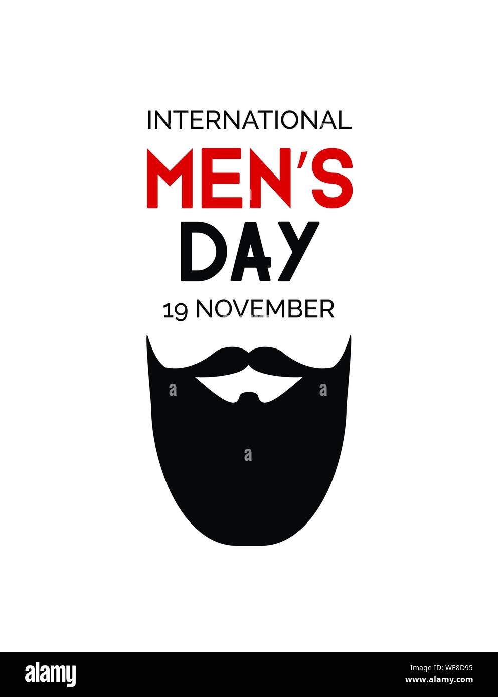 Mens day. Minimalistic vector greeting card with beard Stock Vector