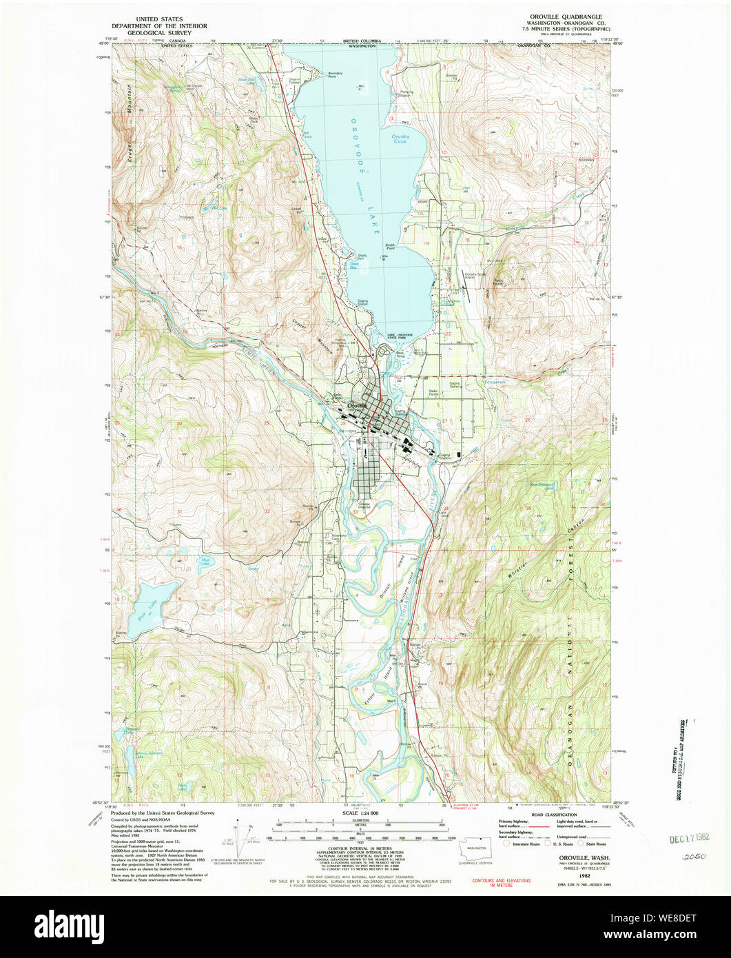 USGS Topo Map Washington State WA Oroville 243001 1982 24000