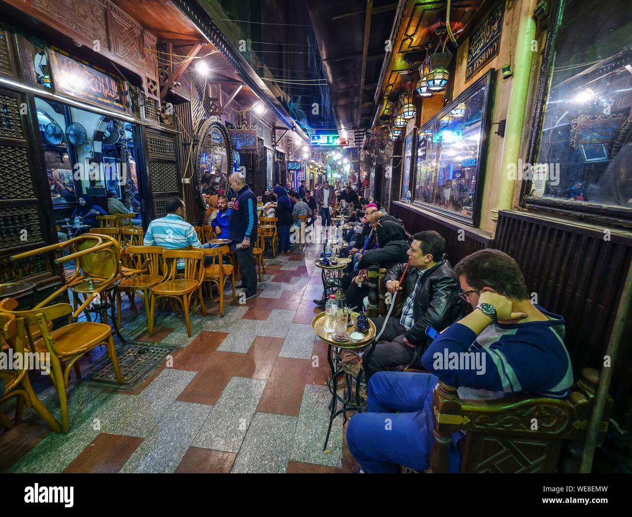 Egypt, Cairo, Café El-Fishawi located in the souk Khan el-Khalili Stock Photo