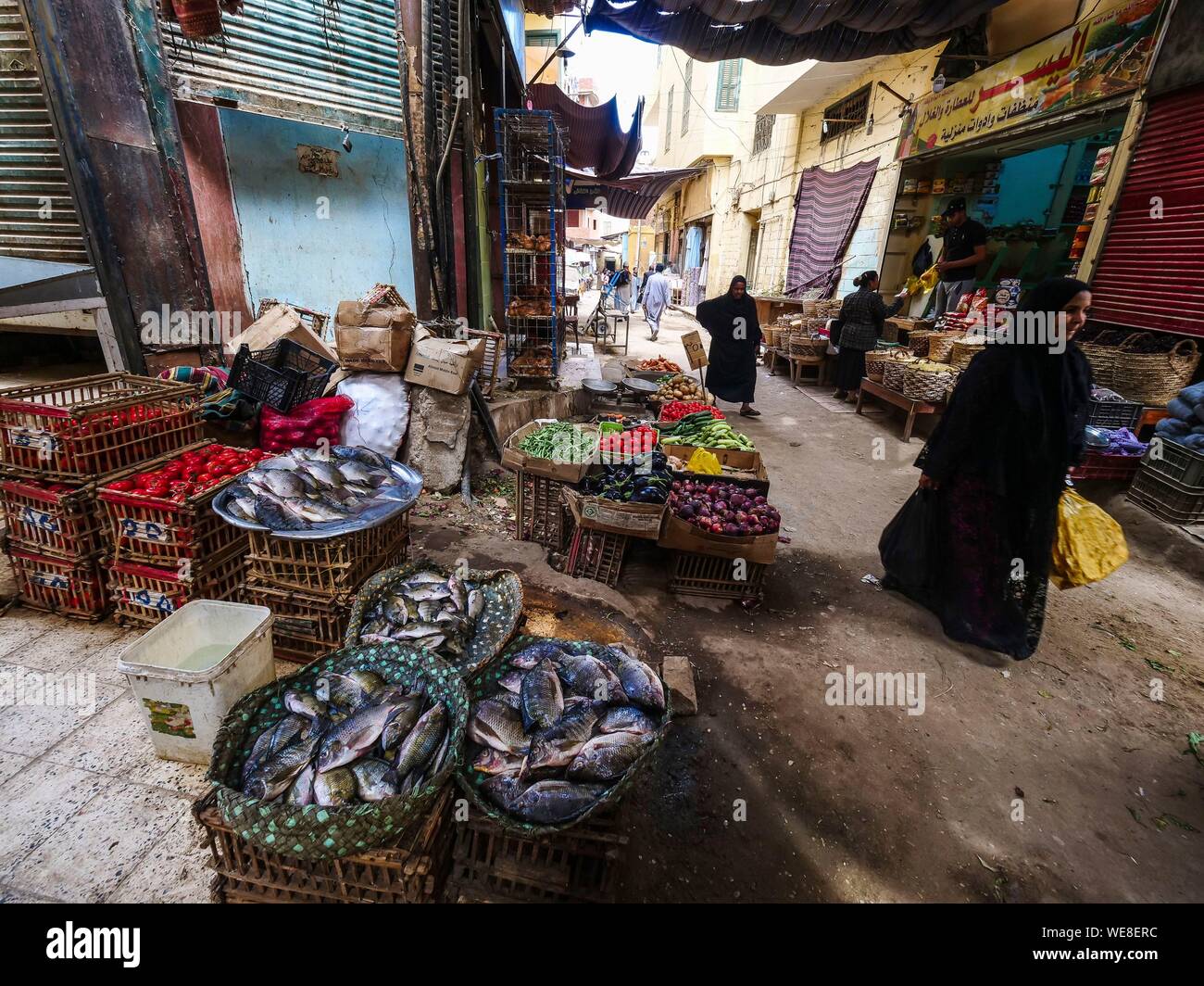 Egypt, Upper Egypt, Nubia, Nile Valley, Aswan souk, Market in the city center of Aswan Stock Photo