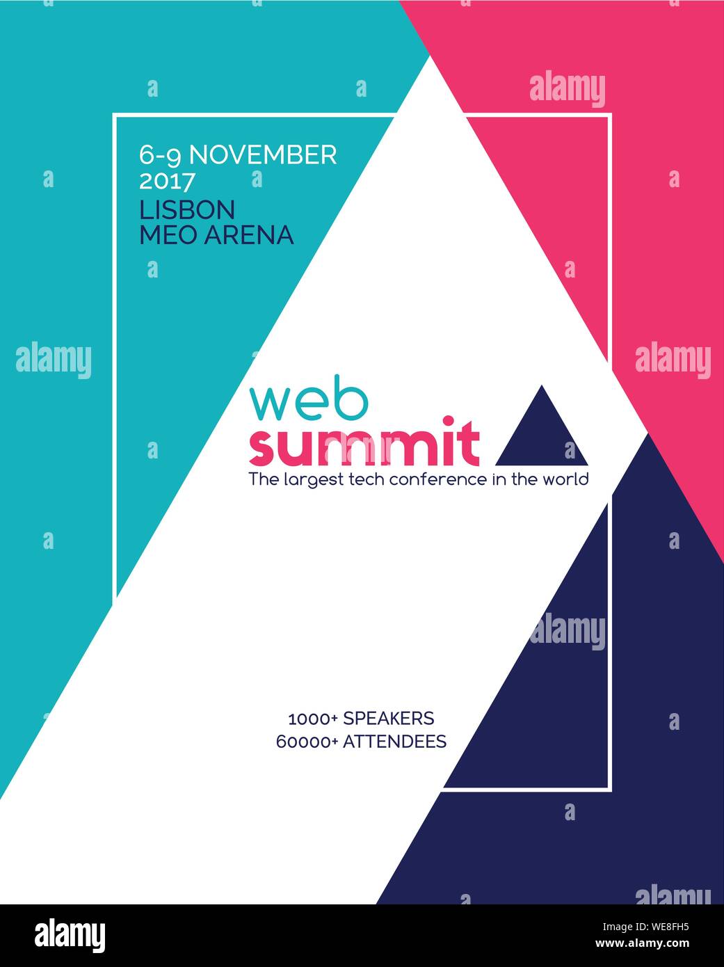 Web summit invitation poster template. Tech conference vector banner design Stock Vector