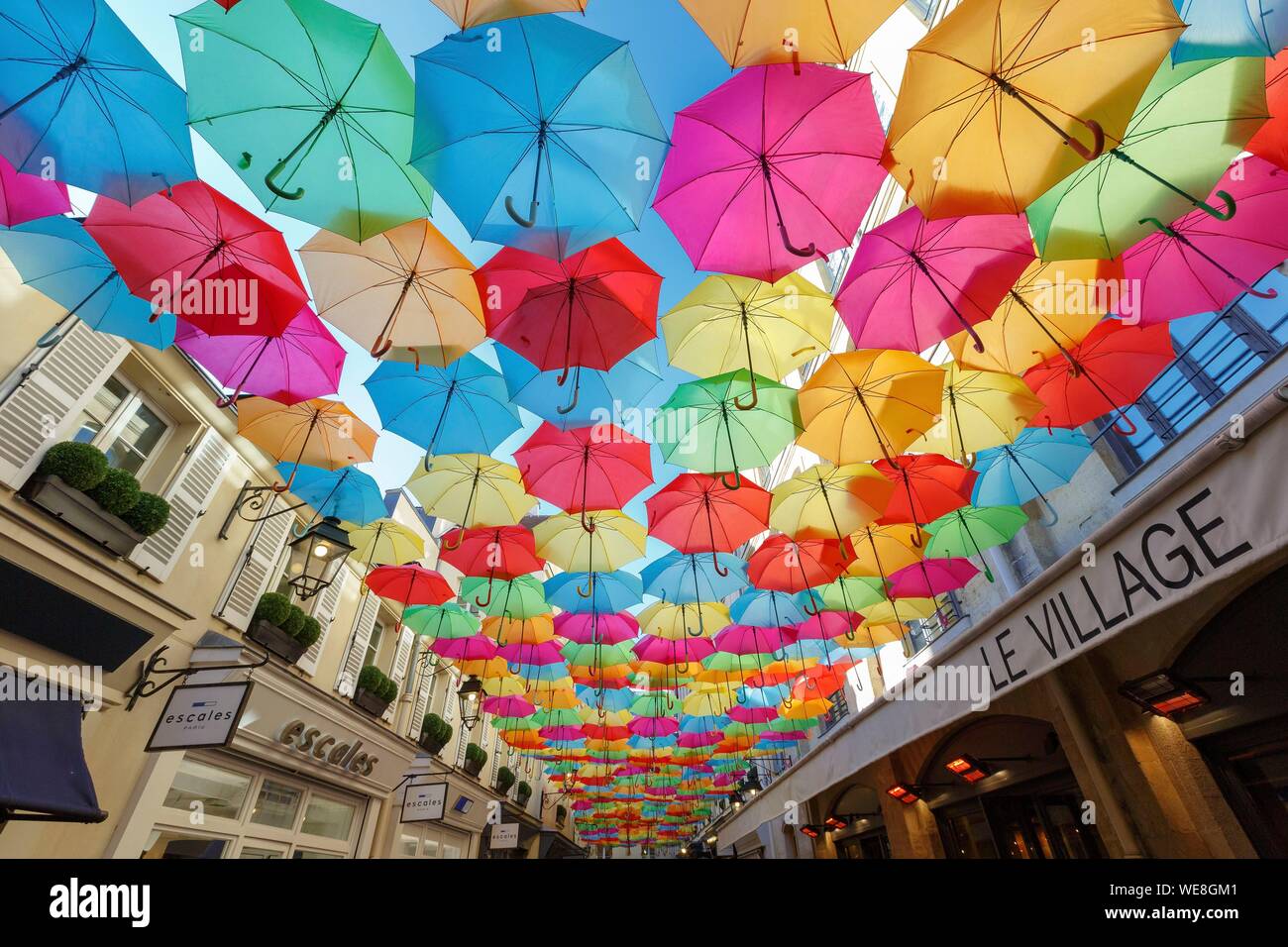 France, Paris, the Village Royal Cite Berryer rue Royale located nearby  Place de la Concorde and Place de la Madeleine, umbrellas, The Umbrella Sky  Project Stock Photo - Alamy