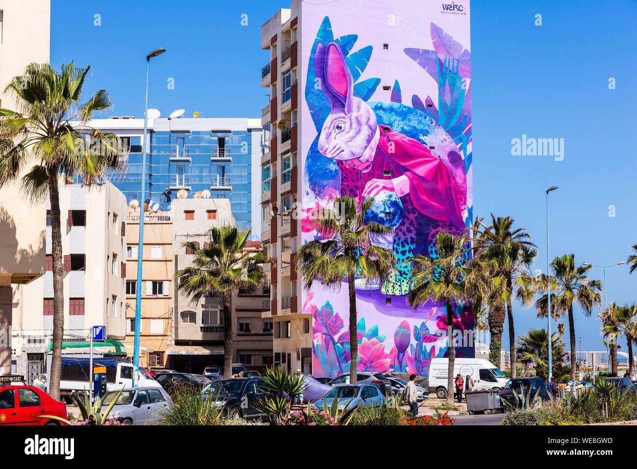 Morocco, Casablanca, mural boulevard Mohammed Zerktouni Stock Photo