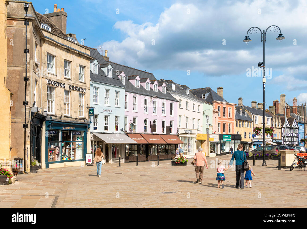 Shops and businesses on the Market place Cirencester town centre Cirencester Wiltshire england uk gb Europe Stock Photo