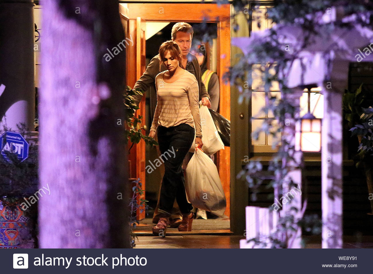 Los Angeles Ca Jennifer Lopez Films A Scene With Her Co