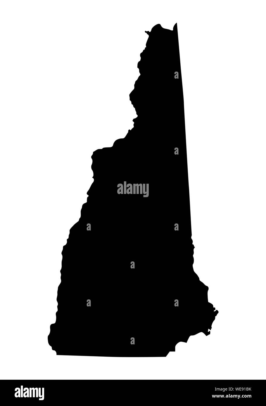 New Hampshire silhouette map Stock Vector