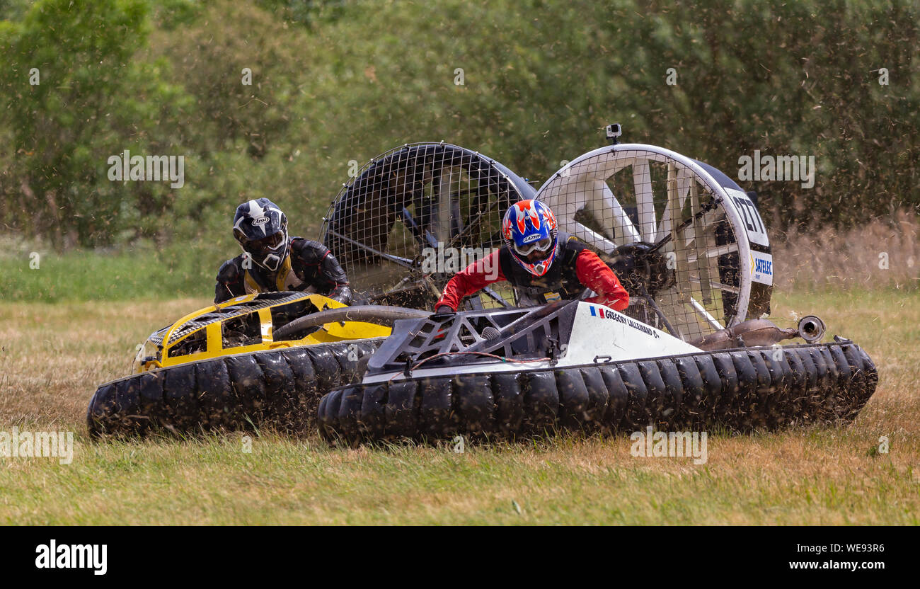 Close Hovercraft Racing at Hacketts Lake Stock Photo