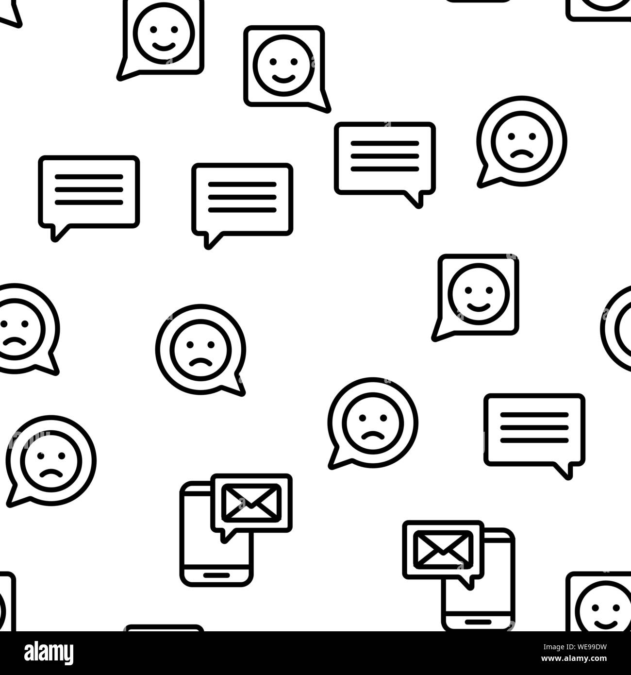 Different SMS Message Seamless Pattern Vector Stock Vector