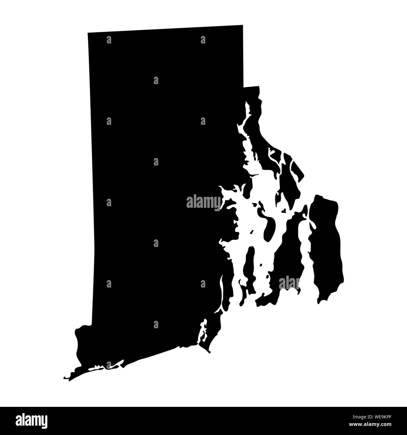 Rhode Island silhouette map Stock Vector