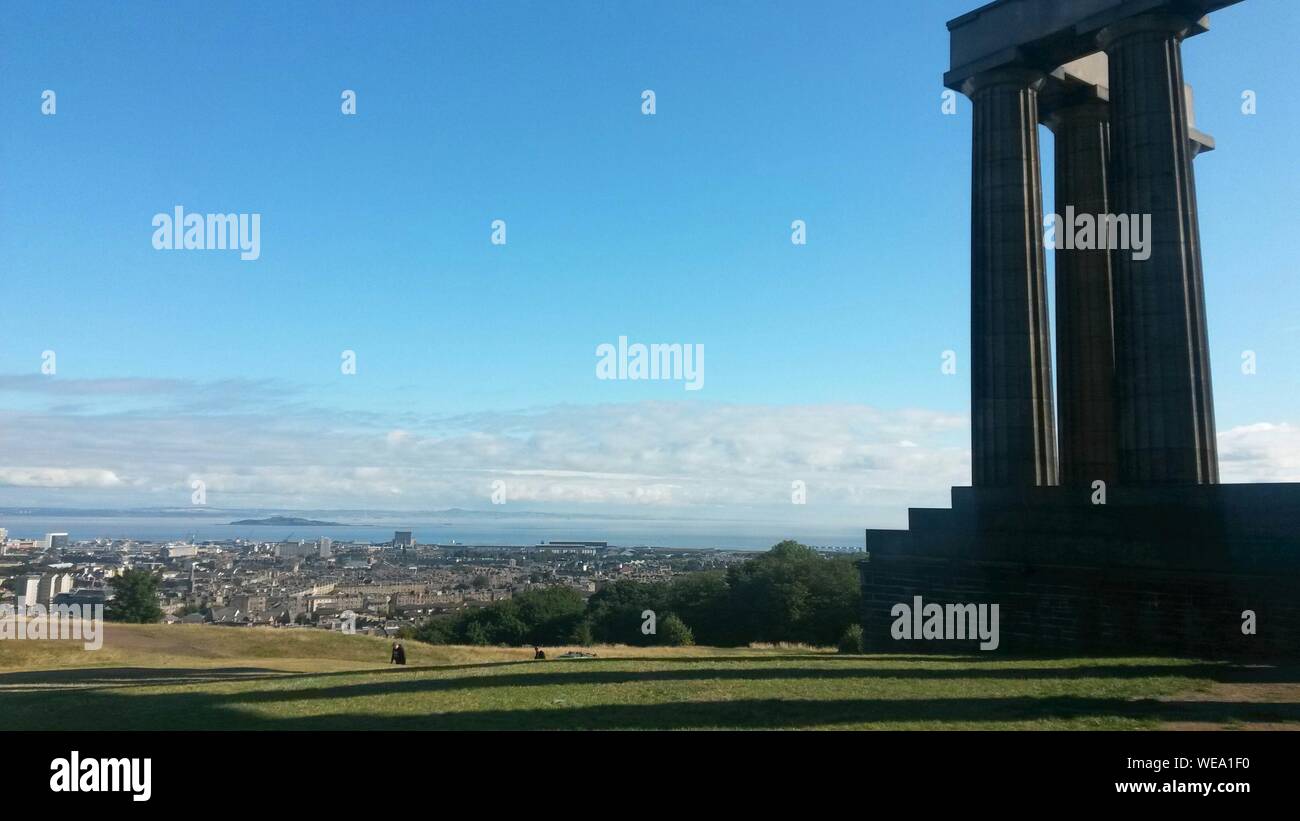 National Monument Of Scotland On Calton Hill Against Sky Stock Photo