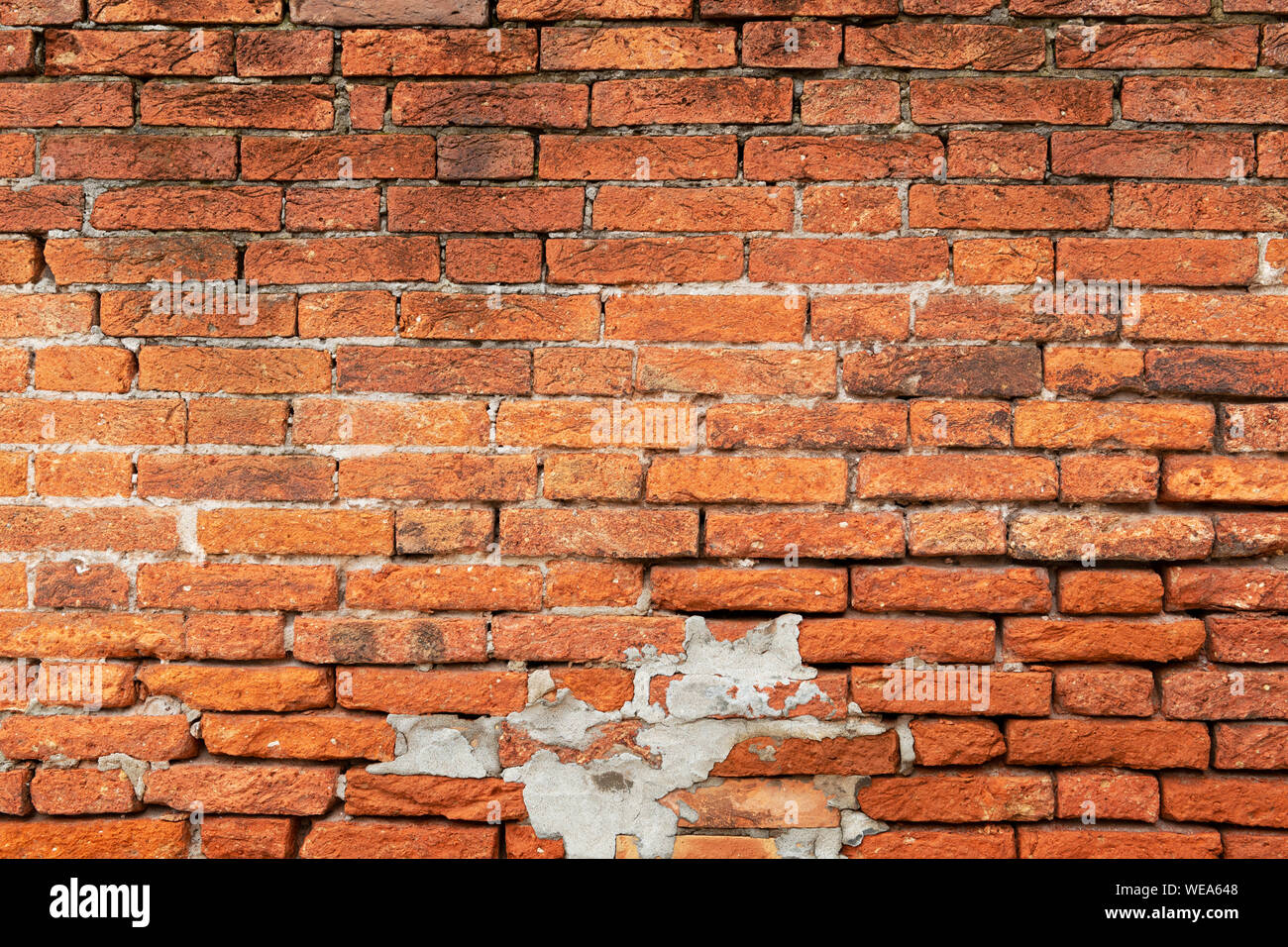Old red brick wall texture, high resolution background Stock Photo