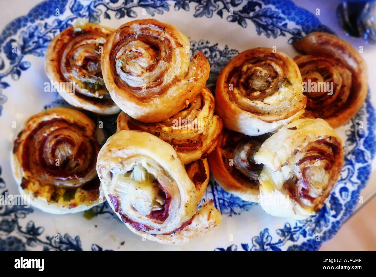 Close-up Of Puff Pastries In Plate Stock Photo