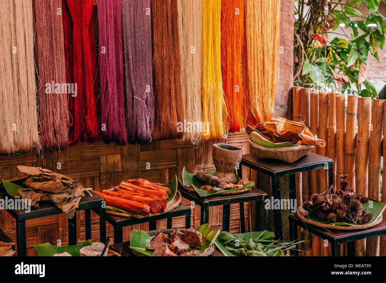 Details of natural colourful silk thread fiber and natural colour dye