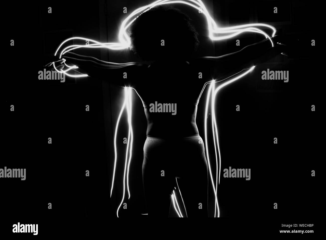 Illuminated Lights Over Black Background Stock Photo Alamy