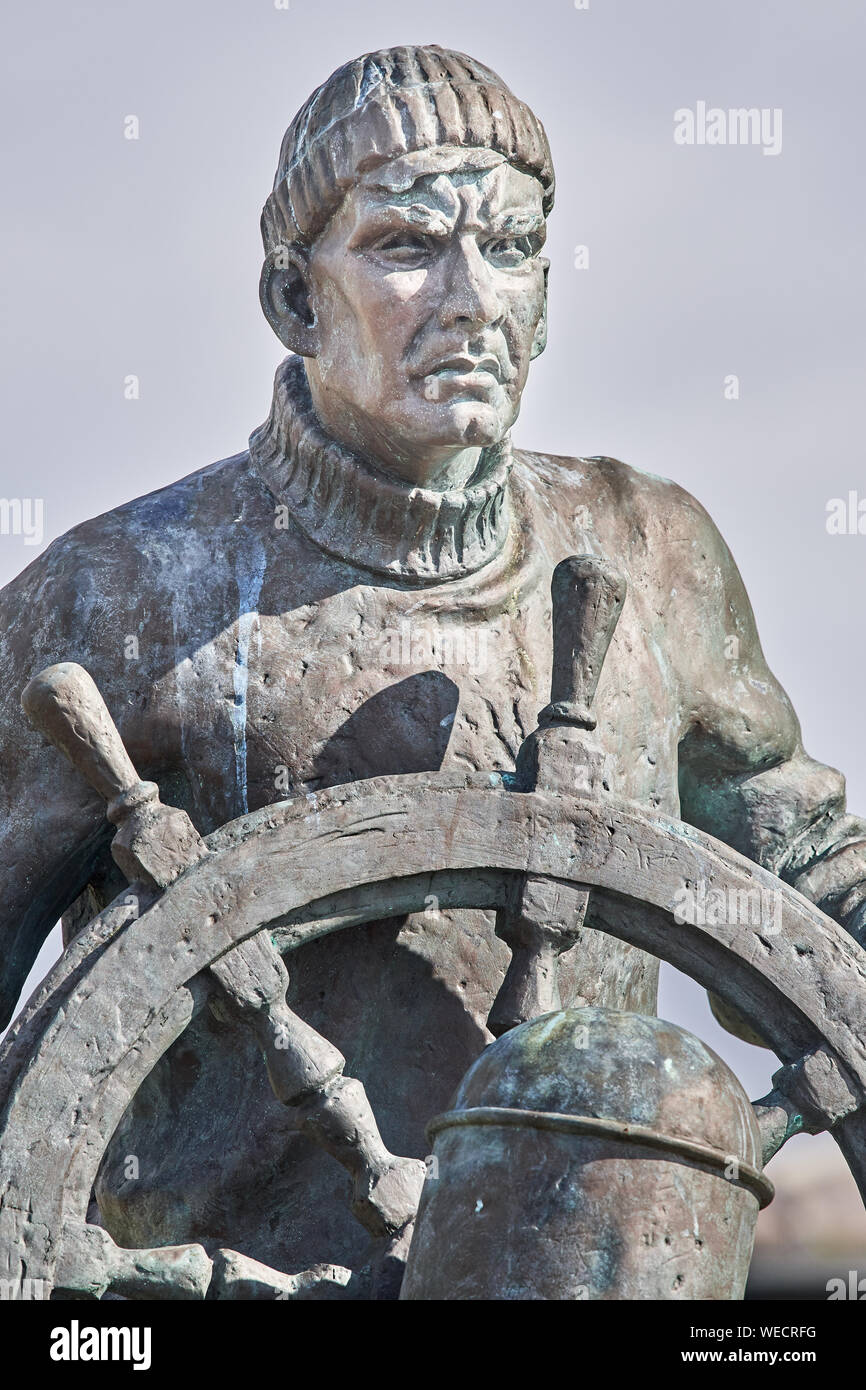 Merchant navy memorial on the dockside at South Shields, South Tyneside, England, to seaman who sailed from there and lost their lives in world war II. Stock Photo