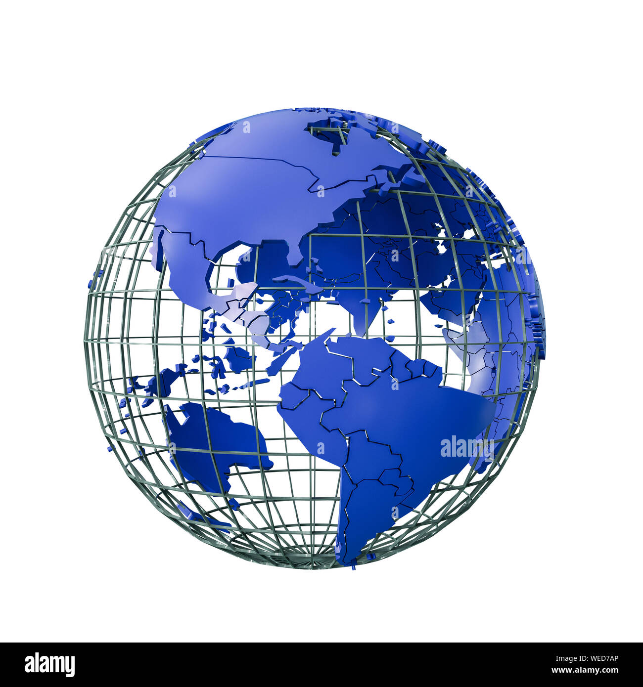 wireframmed globe earth isolated on white background 3d illustation ...