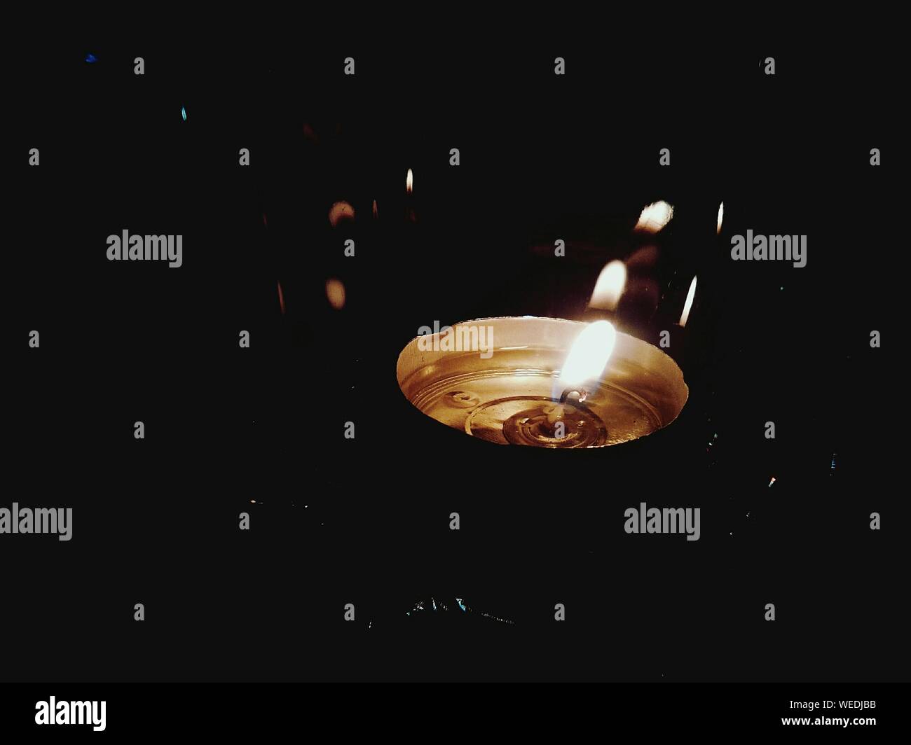 Oil Lamp Burning In Darkroom Stock Photo Alamy