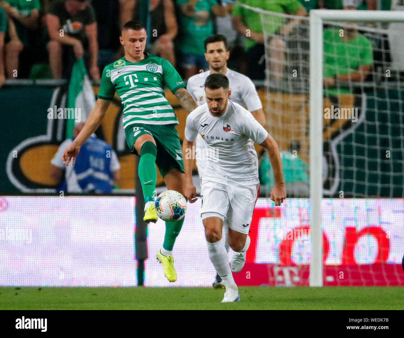 BUDAPEST, HUNGARY - AUGUST 29: Nikolai Signevich of Ferencvarosi TC  celebrates his goal during the UEFA Europa League Play-off Second Leg match  between Ferencvarosi TC and FK Suduva at Ferencvaros Stadium on