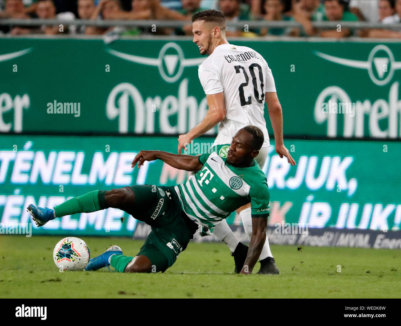 BUDAPEST, HUNGARY - AUGUST 29: Nikolai Signevich of Ferencvarosi TC  celebrates his goal during the UEFA Europa League Play-off Second Leg match  between Ferencvarosi TC and FK Suduva at Ferencvaros Stadium on