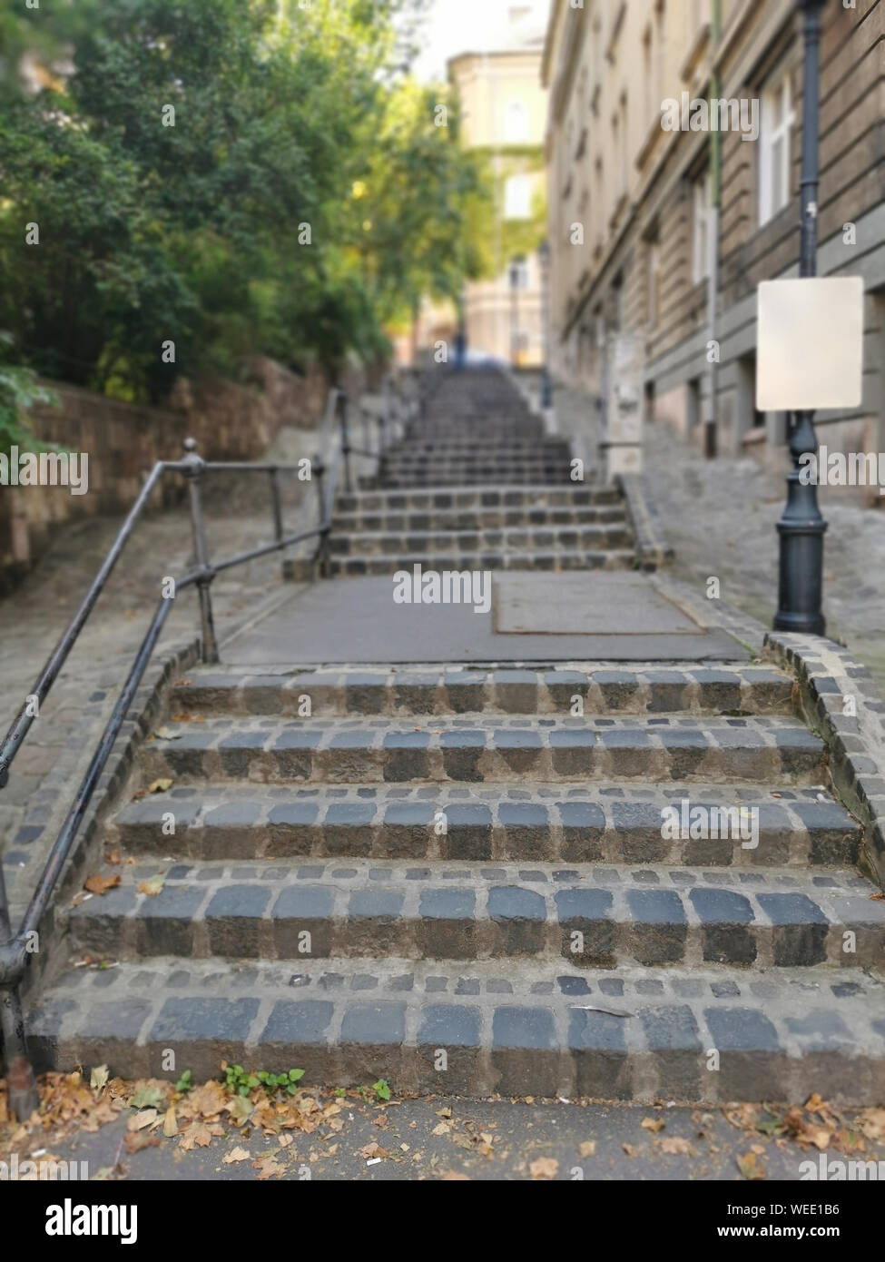 Stairs at Buda Hill Castle depth of field, Budapest Stock Photo