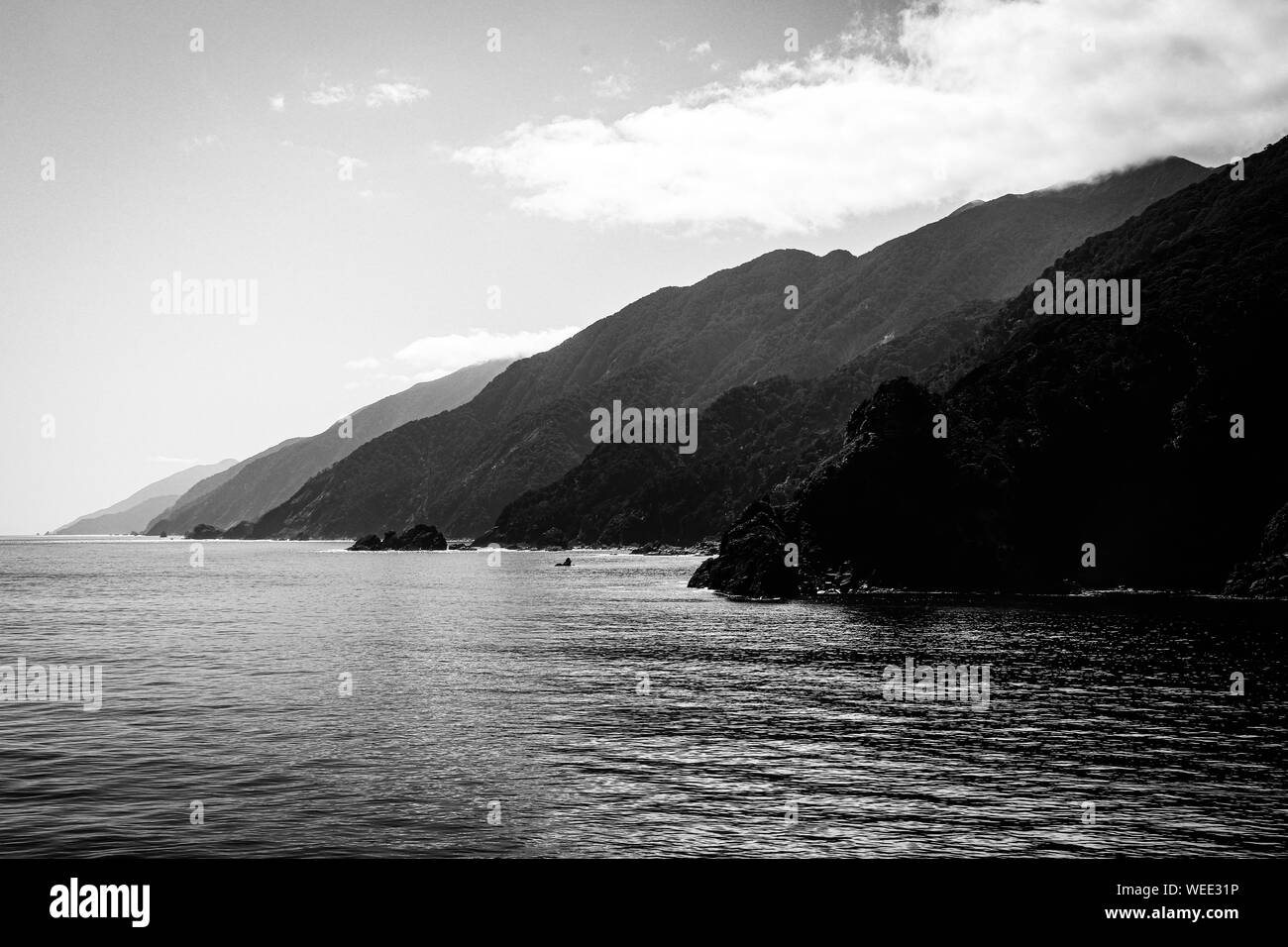 Milford Sound, New Zealand Black and White Landscape Stock Photo Alamy