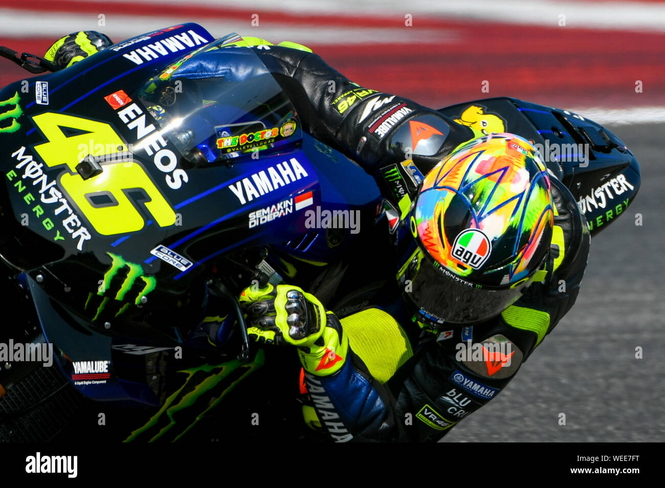 Adriatico, Italy, Aug 2019, 46 VALENTINO ROSSI YAMAHA FACTORY RACING during Official Test MotoGP In Misano Adriatico (RN) 2019 - MotoGP - Credit: LPS/Alessio Marini/Alamy Live News Stock Photo -