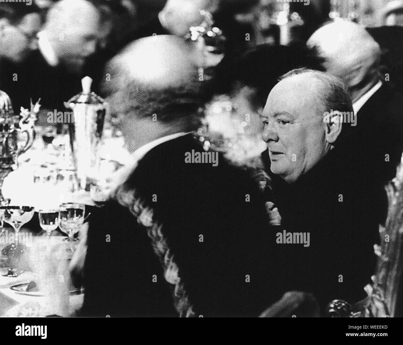 Winston Churchill as a guest speaker at the Mansion House. 1941 Stock Photo