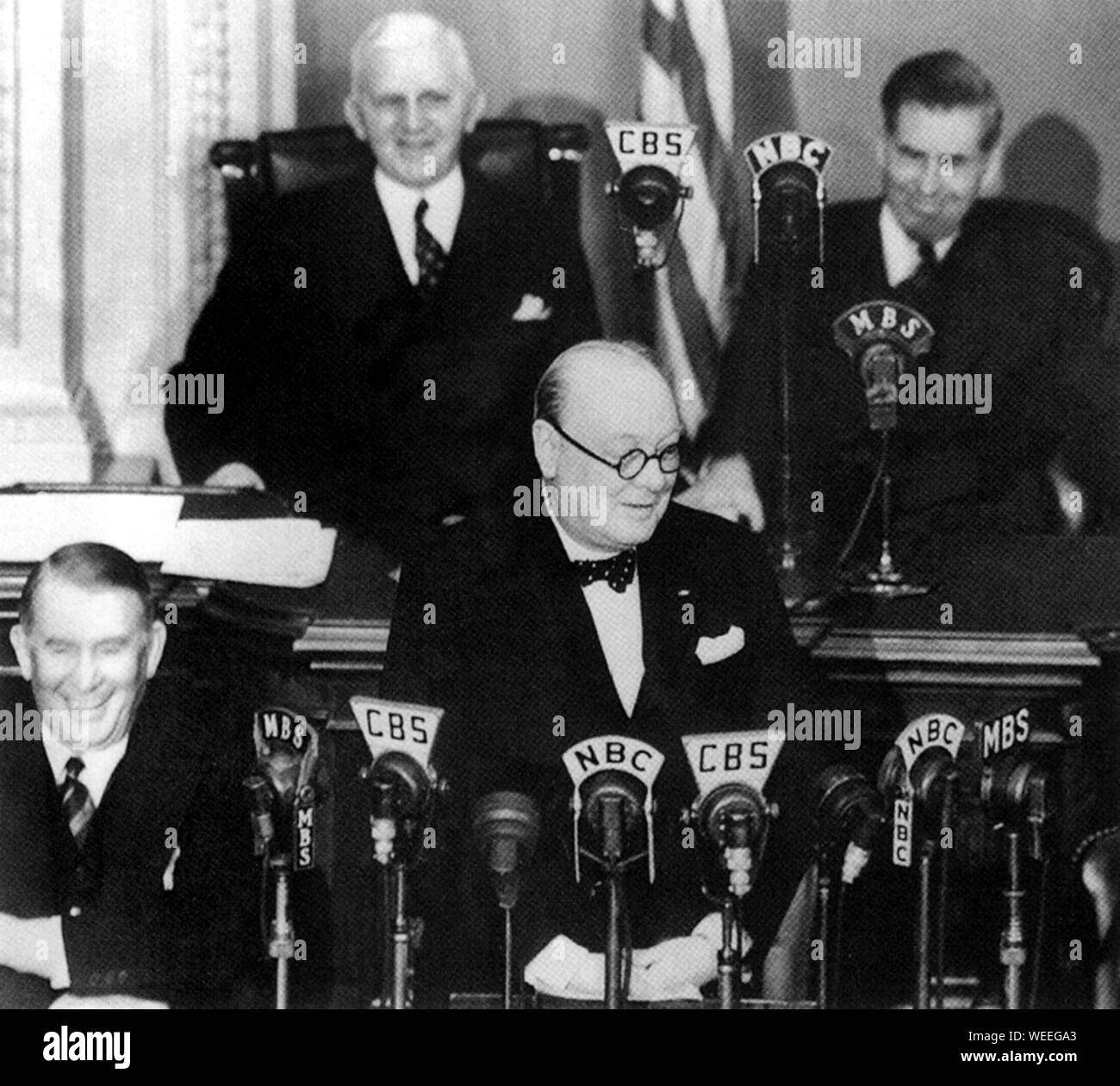 Winston Churchill addressing the United States Congress. 26th December 1941. Stock Photo