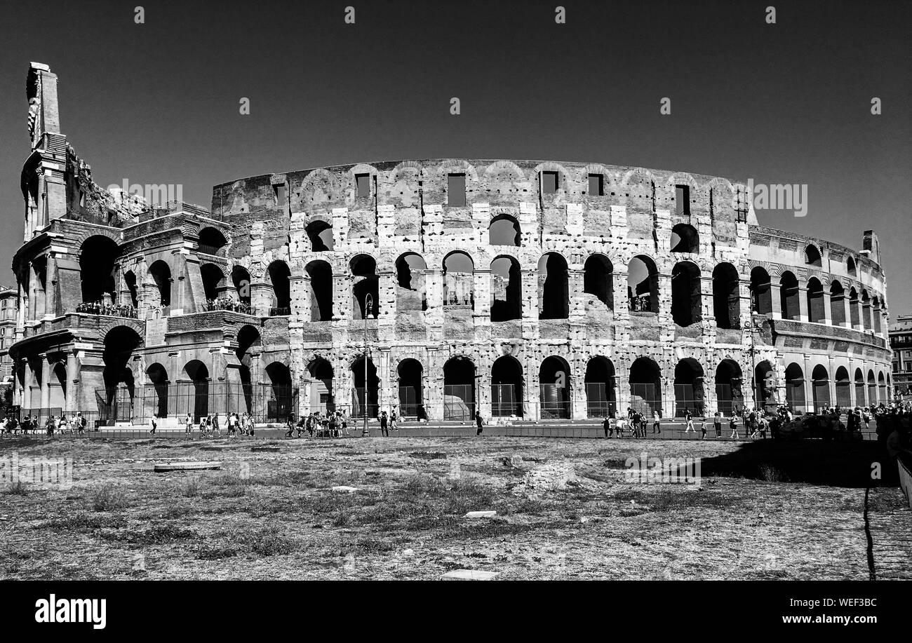 Colosseum Black and White - Rome, Italy - wonder of the world Stock Photo