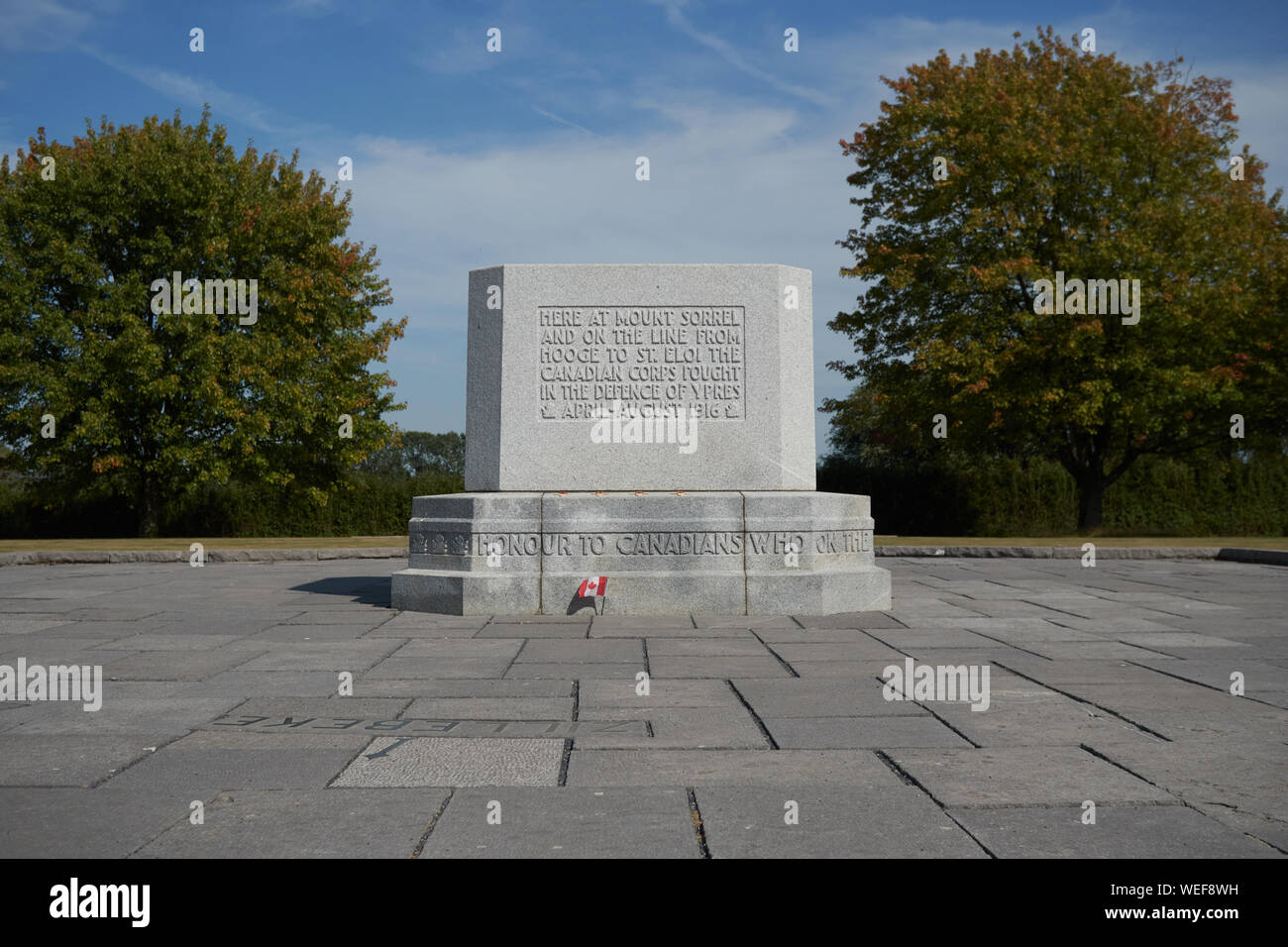 Canadian War Memorial at Mount Sorrel. Passchendaele. Belgiu Stock Photo