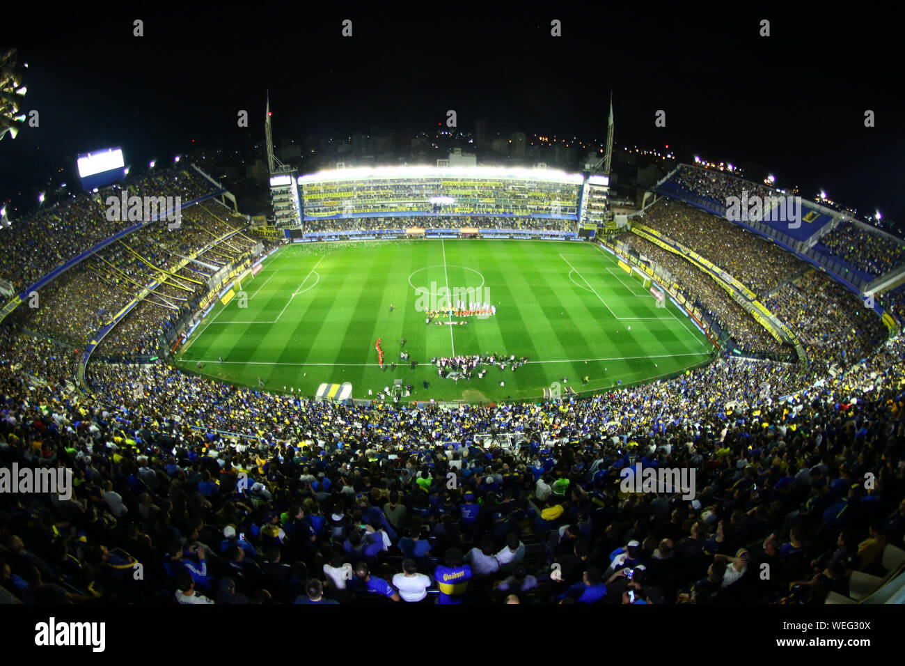 BUENOS AIRES, 24.08.2019: View of La Bombonera Stadium during the match between Boca Jrs and Liga Deportiva Universitaria de Quito (ECU) for match of Stock Photo