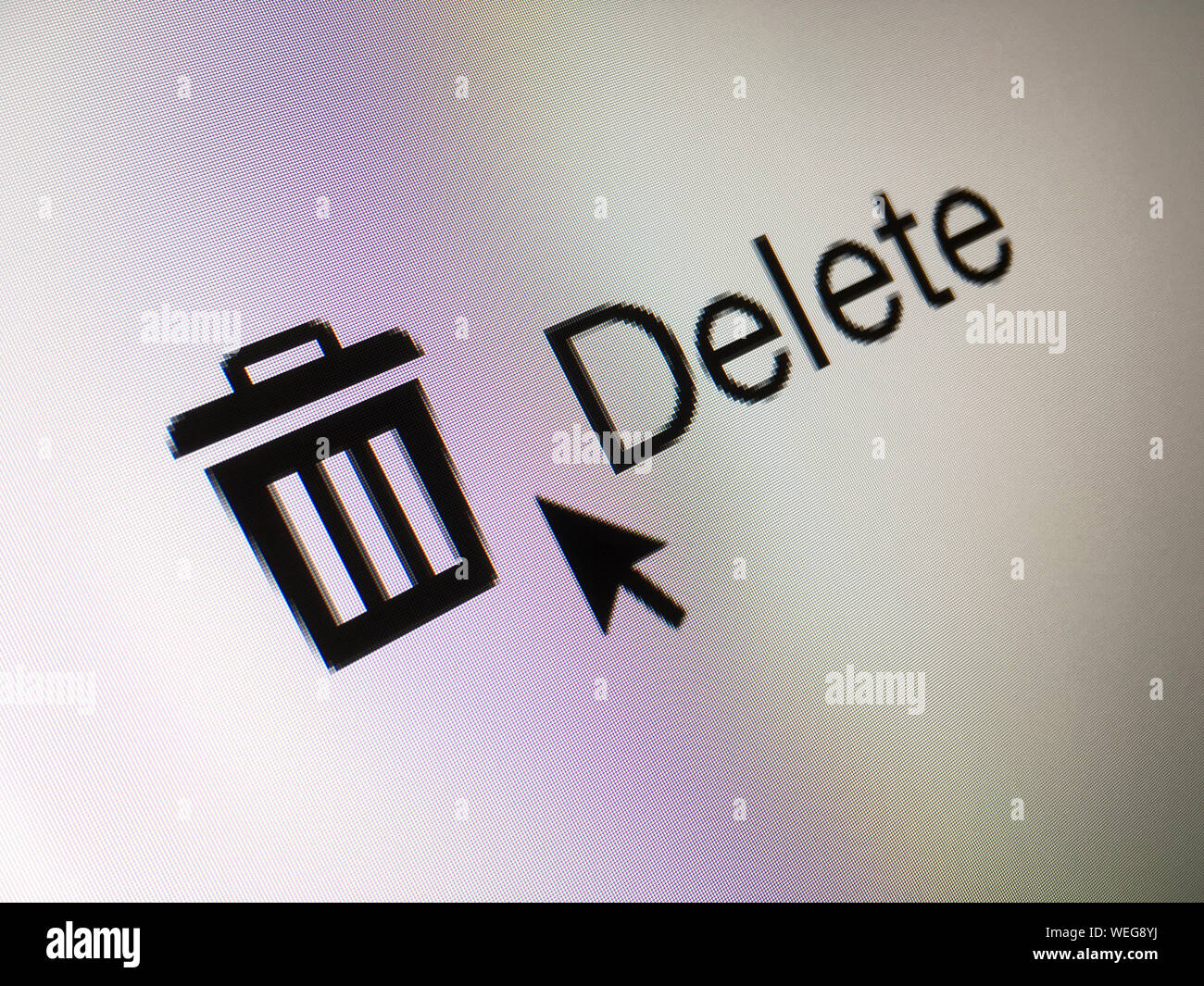 Close-up Of Curser On Delete Icon Stock Photo