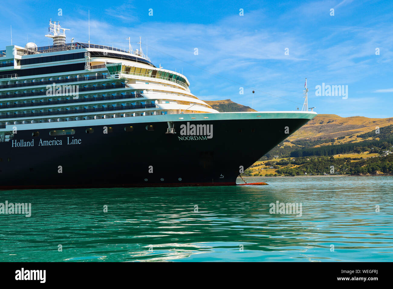 Noordam, Holland America Line Cruise Ship, New Zealand, Akoroa, Christchurch Stock Photo